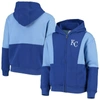 ZZDNU OUTERSTUFF YOUTH ROYAL/LIGHT BLUE KANSAS CITY ROYALS ALL THAT FULL-ZIP HOODIE