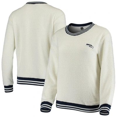 Concepts Sport Women's Cream, Navy Seattle Seahawks Granite Knit Pullover Sweatshirt In Cream,navy