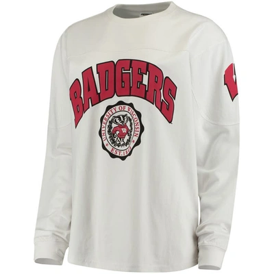 Pressbox Women's White Wisconsin Badgers Edith Long Sleeve T-shirt