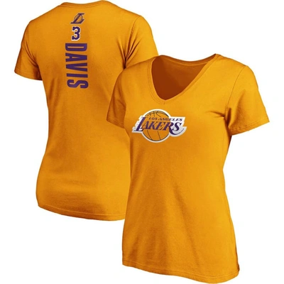 Fanatics Women's Anthony Davis Gold-tone Los Angeles Lakers Team Playmaker Name Number V-neck T-shirt