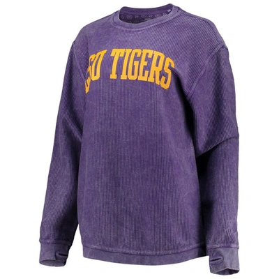 Pressbox Women's Purple Lsu Tigers Comfy Cord Vintage-like Wash Basic Arch Pullover Sweatshirt