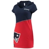 REFRIED APPAREL REFRIED APPAREL NAVY/RED NEW ENGLAND PATRIOTS SUSTAINABLE HOODED MINI DRESS