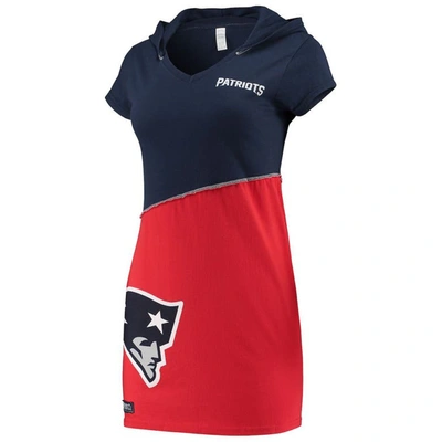 Refried Apparel Navy/red New England Patriots Sustainable Hooded Mini Dress In Navy,red