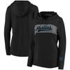 Fanatics Plus Size Black Miami Marlins Tri-blend Colorblock Pullover Hoodie In Black