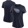 Nike Women's Navy Tennessee Titans Logo Essential T-shirt In Navy