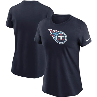 Nike Women's Navy Tennessee Titans Logo Essential T-shirt