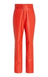Lapointe Women's Stretch Faux Leather High Waisted Belted Slim Jean In Red