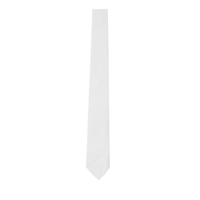 Burberry Optic White Manston Monogram Silk Jacquard Classic Cut Tie