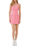 Endless Rose Tweed Pocket Detail Mini Dress In Pink