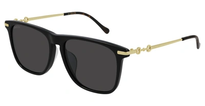 Gucci Grey Rectangular Mens Sunglasses Gg0915sa 001 56 In Black