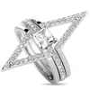 Swarovski Funk Rhodium- Plated Crystal Three Ring Set In Multi-color