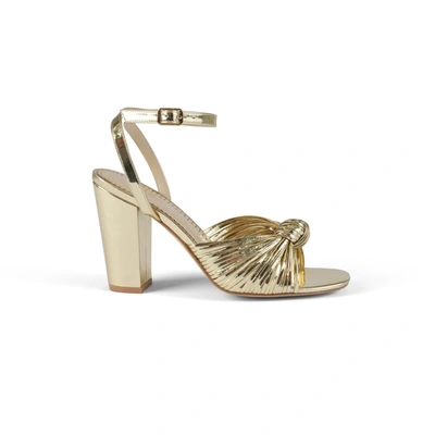 Allegra James Crystal Cushioned Faux-leather Knot Pumps In Gold