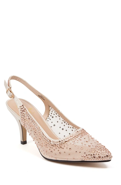 Lady Couture Lola Embellished Pointed Toe Slingback Pump In Champagne