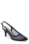 Lady Couture Lola Embellished Pointed Toe Slingback Pump In Navy