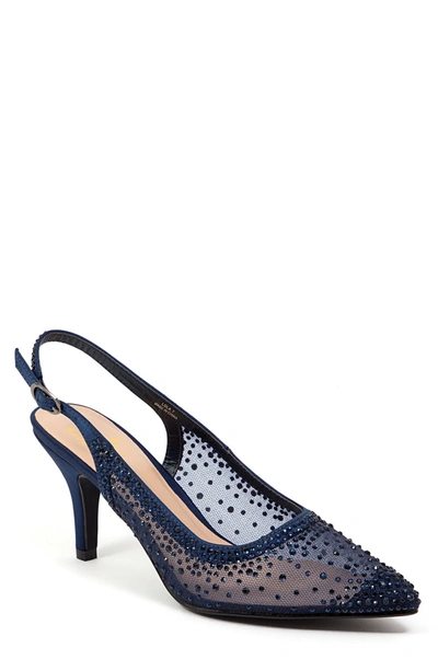 Lady Couture Lola Embellished Pointed Toe Slingback Pump In Navy