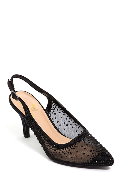 Lady Couture Lola Embellished Pointed Toe Slingback Pump In Black