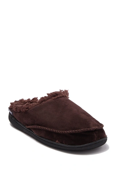 Muk Luks Faux Suede & Faux Fur Lined Moccasin Slipper In Brown