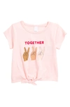 Harper Canyon Kids' Tie Front Graphic Tee In Pink English Together
