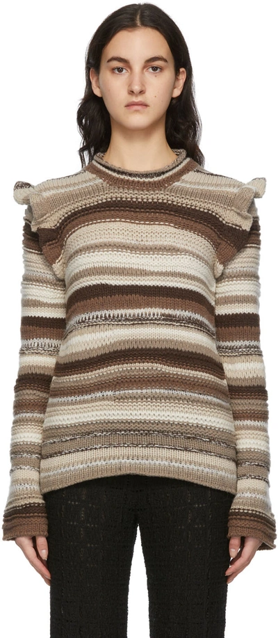 Chloé Cashmere And Wool Jumper With All-over Striped Pattern In Grey