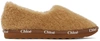 CHLOÉ BROWN SHEARLING WOODY LOAFERS