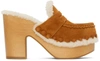 Chloé Joy Suede Block-heel Clogs In 242 Caramello