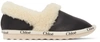 Chloé Ssense Exclusive Black Shearling Loafers