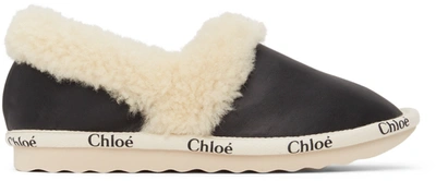 Chloé Ssense Exclusive Black Shearling Loafers