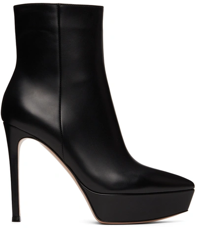 Gianvito Rossi Dasha 85 Leather Platform Ankle Boots In Black