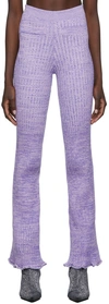 PACO RABANNE PURPLE RIB KNIT FLARE LOUNGE PANTS