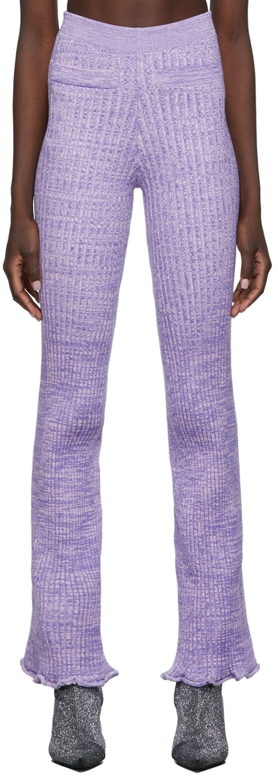 RABANNE PURPLE RIB KNIT FLARE LOUNGE PANTS