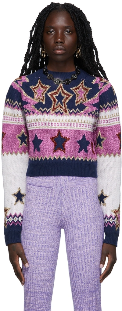 Paco Rabanne Multicolor Stardust Fair Isle Cropped Sweater In Multicoloured