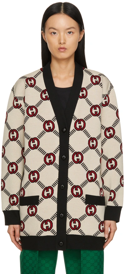 Gucci Reversible Interlocking G Wool Cardigan In Beige