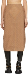 GUCCI TAN 'GG' EMBROIDERED TULLE SKIRT