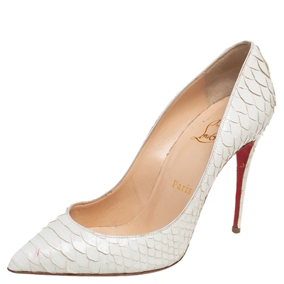 Pre-owned Christian Louboutin Cream Python Leather So Kate Pumps Size 37