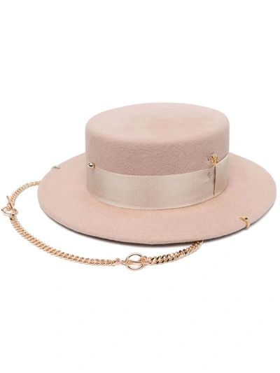 Ruslan Baginskiy 'felt Canotier' Piercing Hat In Neutrals