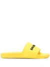 Balenciaga Pool Slide Rubber Sandal Black And Yellow In Yellow
