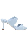 Aquazzura Twist 95 Sandals In Soft Leather In Light Blue