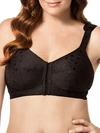 Elila Lexington Jacquard Front-close Wire-free Bra In Black