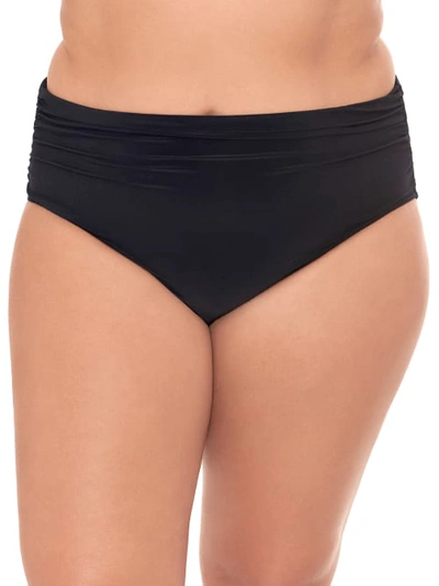 Magicsuit Plus Size Shirred Bikini Bottom In Black