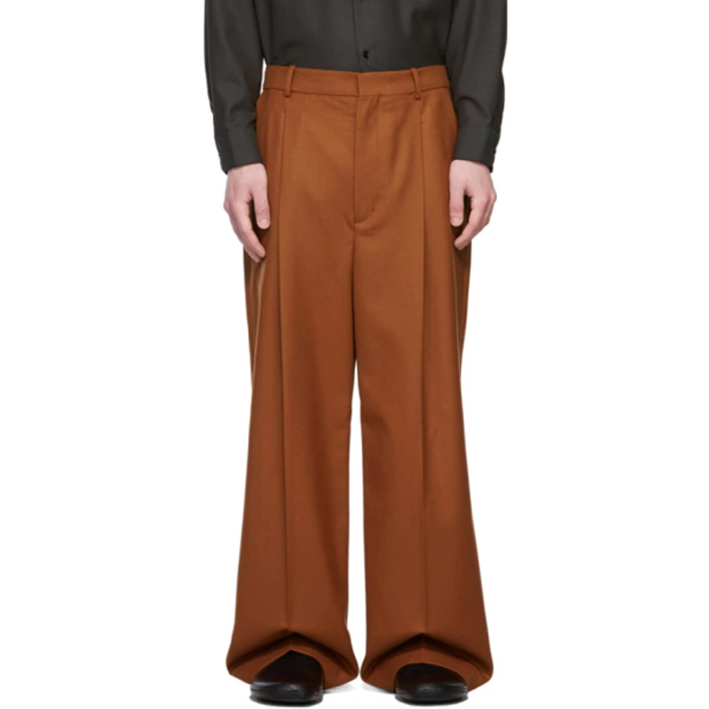 Hed Mayner Orange Elongated Trousers In Rust | ModeSens