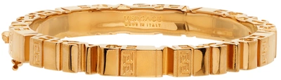 Versace Greca Logo-lettering Bangle Bracelet In Gold