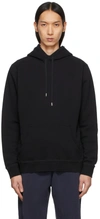 Sunspel Loopback Overhead Cotton Hoodie In Bkaa Black