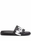 Alexander Mcqueen Graffiti Logo Rubber Slide Sandals In Black