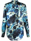 Dolce & Gabbana Marbled Print Martini Shirt In Blue