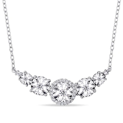 Amour 1/6 Ct Tw Diamond 5-stone Flower Necklace In Sterling Silver