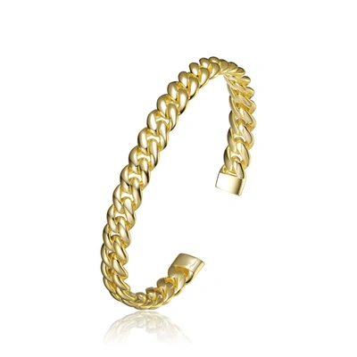 Rachel Glauber 14k Gold Plated Chain Cuff Bracelet In Gold-tone