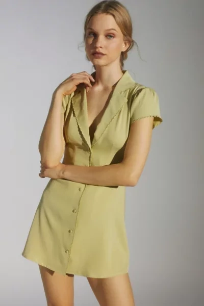 urban outfitters green mini dress Urban Outfitters NWT Green Lace Trim Floral Scoop Puff Sleeve Mini Dre –  Brie