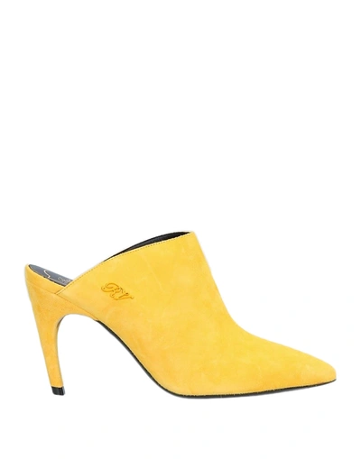 Roger Vivier Woman Mules & Clogs Yellow Size 7 Soft Leather