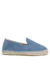 Manebi Hamptons Contrast-stitch Suede Espadrilles In Pastel Blue