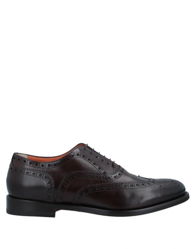 Santoni Brogue-leather Oxford Shoes In Black